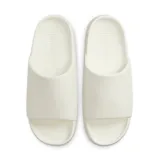 Sandalias Nike Calm Slide color blanco, de una sola pieza con diseño minimalista y logo Swoosh en relieve.