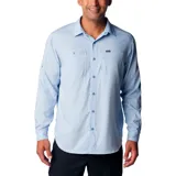 Camisa de hombre Columbia Silver Ridge, color beige, de manga larga con botones para enrollar, dos bolsillos frontales con botón, ventilación en la espalda y protección solar UPF 50.
