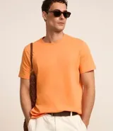 Remera de hombre color verde grisáceo, de manga corta y cuello redondo, confeccionada en algodón peruano.