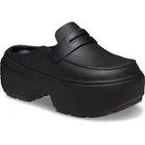 Zueco Crocs Stomp Loafer color blanco con plataforma negra y detalle de antifaz negro en el empeine.