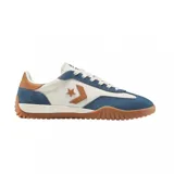 Championes Converse Run Star Trainer Abrasion, color blanco con detalles en azul y marrón.