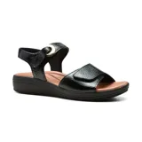 Sandalias de cuero negro Usaflex Norway con plataforma baja y ajuste con velcro.