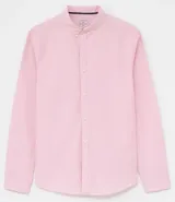Camisa de vestir rosada con estampado vichy, de corte slim fit, manga larga y cuello abotonado.