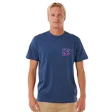 Remera azul de manga corta con logo de Rip Curl estampado en el pecho. Corte clásico.