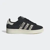 Championes Adidas Campus 00S negros con las tres tiras laterales con estampado de leopardo y detalles en color crema.