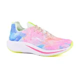 Championes deportivos Actvitta Cleo con estampado multicolor en tonos pastel, suela blanca y detalles en amarillo flúor.