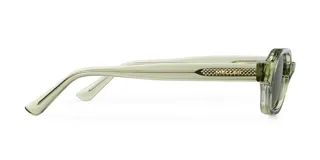 Gafas de sol unisex, modelo Cumbi, con montura ovalada de acetato color verde menta y lentes polarizadas alemanas color verde oliva.