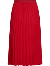 Falda midi plisada color rojo con cintura elástica con logo de la marca.