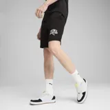 Short deportivo negro de algodón con logo Puma Sports Club estampado en blanco en la pierna izquierda.