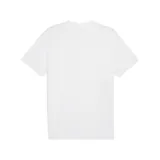 Remera color arena de corte clásico, con cuello redondo y mangas cortas. Estampado en el pecho con el logo de Puma y la palabra "Squad" en tipografía universitaria.