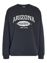Sudadera gris oscuro con estampado blanco de letras estilo universitario con la palabra "Arizona" y la frase "Finest League".