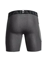 Short de compresión gris con cintura elástica negra con logo Under Armour.