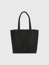 Bolso tote Hush Puppies color negro, con doble asa de hombro y compartimento principal abierto.