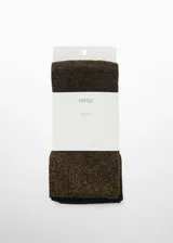 Medias de lycra color negro con hilos dorados de lúrex, marca MNG.