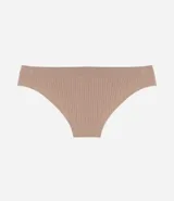 Bombacha de bikini celeste con textura acanalada y laterales de grosor medio.