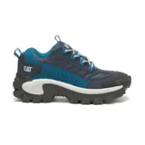 Zapatillas Caterpillar Intruder unisex, color azul marino y celeste, con detalles en negro y blanco.