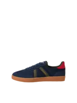 Zapatillas urbanas Jack & Jones modelo Mambo, color azul con detalles en verde y suela marrón.