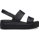 Sandalias Crocs Brooklyn negras con plataforma, dos tiras en el empeine y tira trasera ajustable.