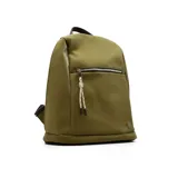 Mochila negra de Korium con bolsillo frontal con cierre y tiracierre de cordón bicolor. Tiene asa de mano y correas traseras regulables. 