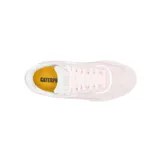 Championes Caterpillar Pause Retro T-Toe color rosa con detalles en blanco. Fabricados en cuero gamuzado con forro reciclado, plantilla de espuma EVA y suela de goma.