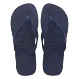 Ojotas Havaianas Top de goma color azul marino, con plantilla texturizada y tiras con el logo de la marca en relieve.