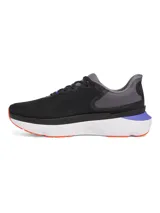 Championes de running Under Armour UA Infinite Pro 2, color negro con detalles en gris, celeste y naranja.