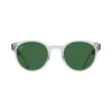 Lentes de sol redondos con montura transparente y cristales verdes.