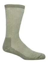 Calcetines largos color verde oliva, de tejido grueso, confeccionados en bambú y spandex.