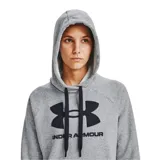Canguro Under Armour de mujer, color gris con logo negro estampado en el pecho. Confeccionado en tejido Fleece ligero, cómodo y suave por dentro.