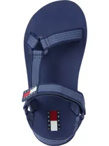 Sandalias Tommy Jeans azul marino con tiras de tela con logo de la marca y suela de goma.