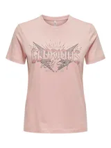 Camiseta rosa con estampado frontal que dice "Glorious Wild Soul".