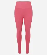 Calza deportiva larga color rosa, confeccionada en microfibra, con cintura alta con elástico porta remera y bolsillo lateral.