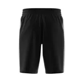 Short deportivo Adidas Essentials Single Jersey 3-Stripes, color negro con tres rayas blancas a los costados y logo blanco de Adidas en la pierna izquierda.