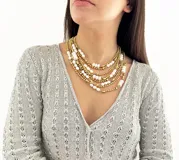 Collar mil vueltas perla y cadena