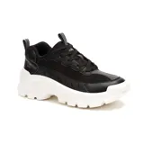 Championes Caterpillar Intruder Lite Vent, color negro con suela blanca. Confeccionados en cuero y malla, con forro de gamuza y plantilla de espuma de PU.