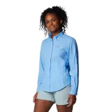 Camisa de manga larga Columbia Tamiami II LS Shirt color celeste, con tecnología Omni-Wick y Omni-Shade con protección solar UPF 40, aperturas de ventilación y tratamiento antimicrobiano.