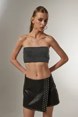 Top strapless negro con lurex.