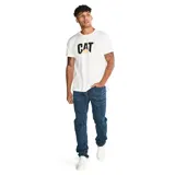 Pantalón de jeans de calce slim, color azul oscuro. Confeccionado con algodón y poliéster reciclado con spandex. Diseño de cinco bolsillos y logo CAT en la parte trasera.