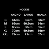 Hoodie negro de algodón con capucha y bolsillo canguro.