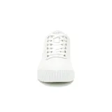 Zapatillas urbanas CAT modelo AMP, color blanco. Capellada de canvas recubierta en PU, forro de malla interior hecho con residuos industriales 100% reciclados, plantilla de espuma EVA suave, suela de goma duradera y con gran tracción.