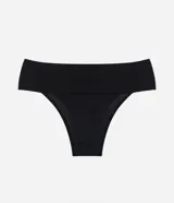 Bombacha de bikini negra de poliamida con cintura ancha.