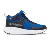 Botas de trekking Columbia Konos Trs Outdry Mid, color azul con detalles en negro y suela blanca.