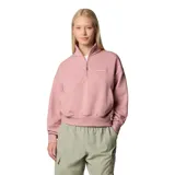 Buzo Columbia de mujer, color rosa, con medio cierre frontal, cuello alto y logo bordado en el pecho.