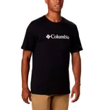 Remera de hombre Columbia de manga corta, color negro, con logo de la marca estampado en el pecho y en la manga.
