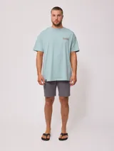 Remera celeste de algodón con estampado en el frente y la espalda.