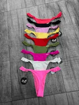 Bombacha colaless de lycra en varios colores con voladitos en los laterales.