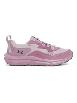 Zapatillas de running Under Armour Charged Verssert 2 para mujer, color lila con detalles en rosa.