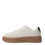 Zapatillas deportivas color beige con plataforma marrón y detalles en negro.