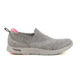 Championes Skechers sin cordones, color gris jaspeado, con tecnología Arch Fit para soporte del arco plantar y diseño Stretch Fit para mayor comodidad.