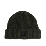 Gorro de lana color verde, de diseño clásico con dobladillo.